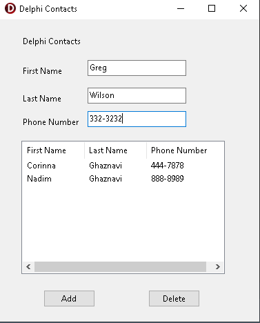 Delphi Contacts App
